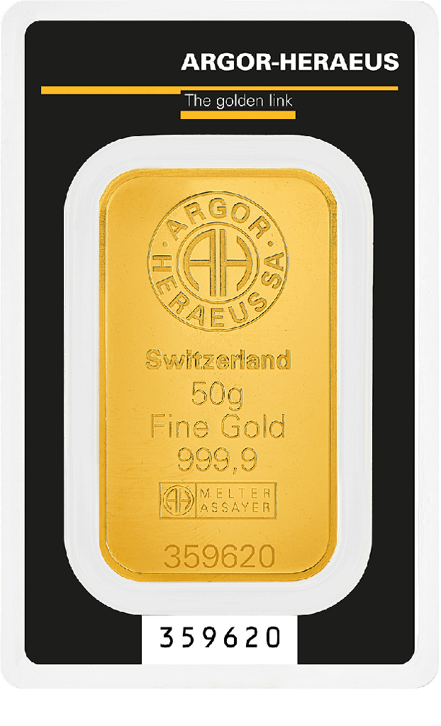 Gold Bar 50g Argor-Heraeus