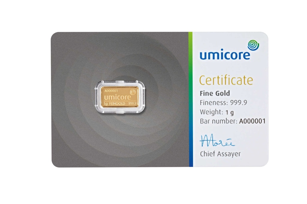 Gold bar 1g Umicore