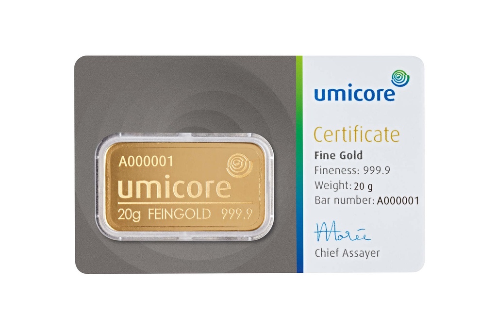 Gold bar 20g Umicore