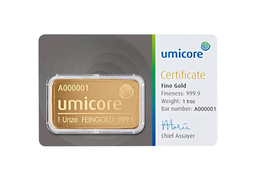 Gold bar 1oz Umicore