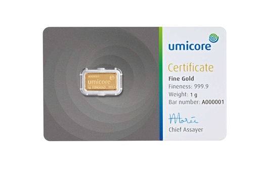 Gold bar 1g Umicore