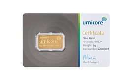 Gold bar 5g Umicore